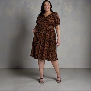 Terra & Sky Brown Patterned Midi Dress